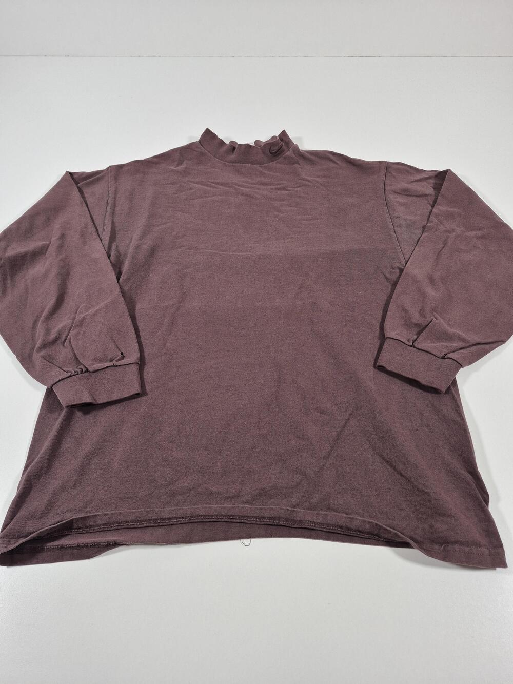 VTG Nike Shirt Mens L Purple Long Sleeve Mock Neck Swoosh Made USA Tee FLAW